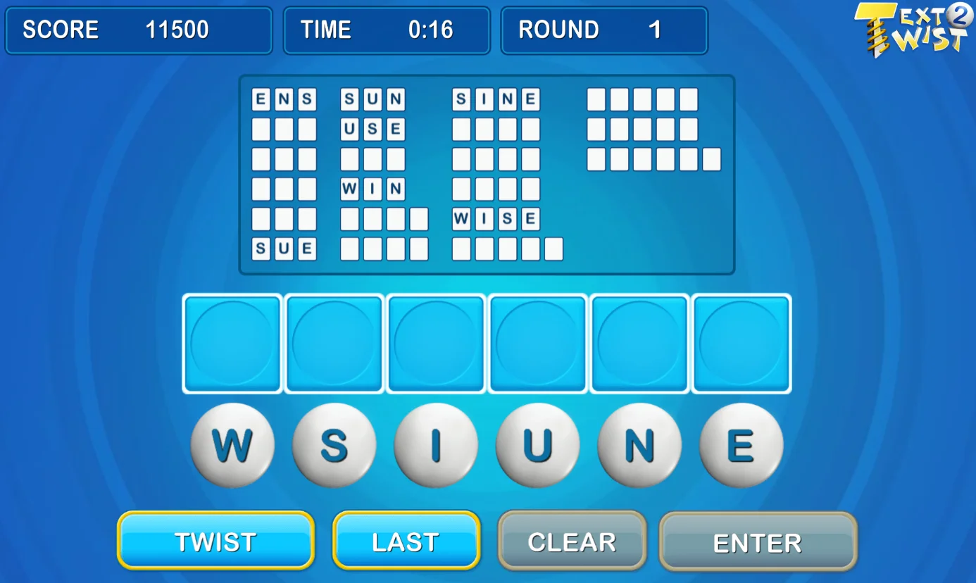 Text Twist 2 score interface, showing the player's score in the game